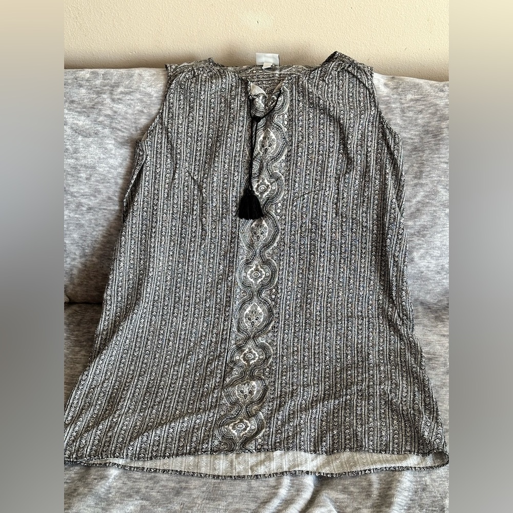 Ava & Viv Black and White Tassel Shift Dress